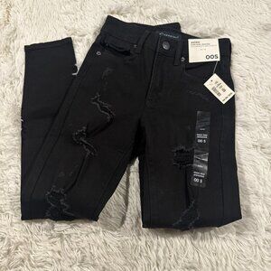 Aeropostale womens NWT high rise jegging black distressed 00Short stretch